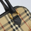 Burberrys Nova Check Hand Bag PVC Beige Gold Auth bs33587-9