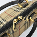 Burberrys Nova Check Hand Bag PVC Beige Gold Auth bs33587-19