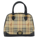 Burberrys Nova Check Hand Bag PVC Beige Gold Auth bs33587-13