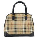 Burberrys Nova Check Hand Bag PVC Beige Gold Auth bs33587-2