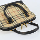 Burberrys Nova Check Hand Bag PVC Beige Gold Auth bs33587-6
