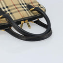 Burberrys Nova Check Hand Bag PVC Beige Gold Auth bs33587-7
