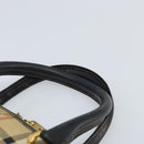 Burberrys Nova Check Hand Bag PVC Beige Gold Auth bs33587-14