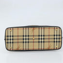 Burberrys Nova Check Hand Bag PVC Beige Gold Auth bs33587-5