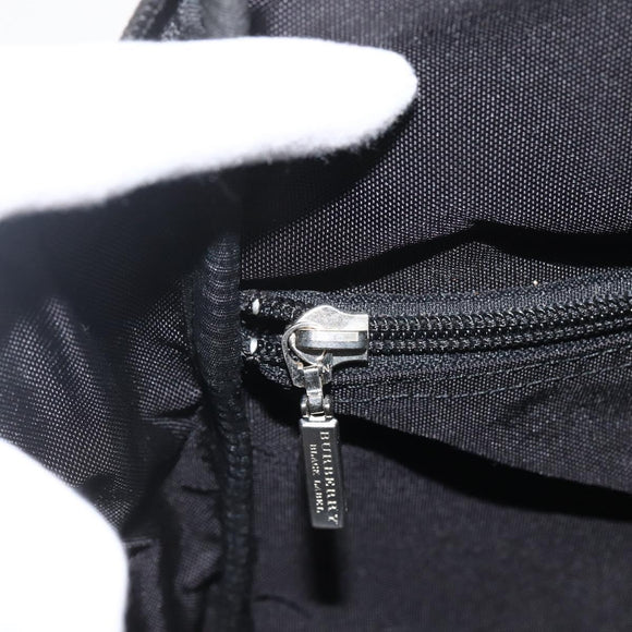 BURBERRY Nova Check Black label Hand Bag Nylon Silver Black Auth bs33588