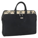 BURBERRY Nova Check Black label Hand Bag Nylon Silver Black Auth bs33588-1