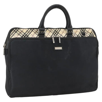 BURBERRY Nova Check Black label Hand Bag Nylon Silver Black Auth bs33588