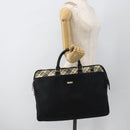 BURBERRY Nova Check Black label Hand Bag Nylon Silver Black Auth bs33588-21