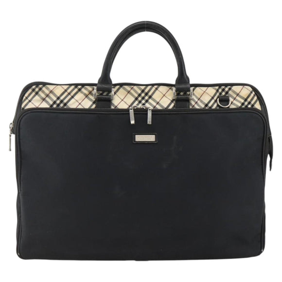 BURBERRY Nova Check Black label Hand Bag Nylon Silver Black Auth bs33588