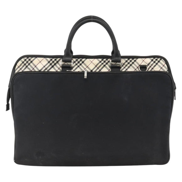 BURBERRY Nova Check Black label Hand Bag Nylon Silver Black Auth bs33588