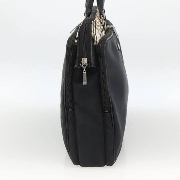 BURBERRY Nova Check Black label Hand Bag Nylon Silver Black Auth bs33588