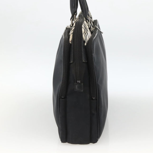 BURBERRY Nova Check Black label Hand Bag Nylon Silver Black Auth bs33588
