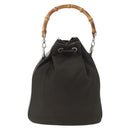 GUCCI Bamboo Hand Bag Nylon Khaki Silver 001 3754 1657 Auth bs33590-2