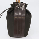 GUCCI Bamboo Hand Bag Nylon Khaki Silver 001 3754 1657 Auth bs33590-3