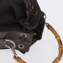 GUCCI Bamboo Hand Bag Nylon Khaki Silver 001 3754 1657 Auth bs33590-6