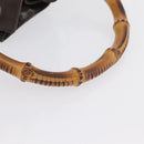 GUCCI Bamboo Hand Bag Nylon Khaki Silver 001 3754 1657 Auth bs33590-7