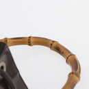 GUCCI Bamboo Hand Bag Nylon Khaki Silver 001 3754 1657 Auth bs33590-8