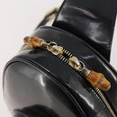 GUCCI Bamboo Body Bag Patent leather Black Gold Auth bs33591-18