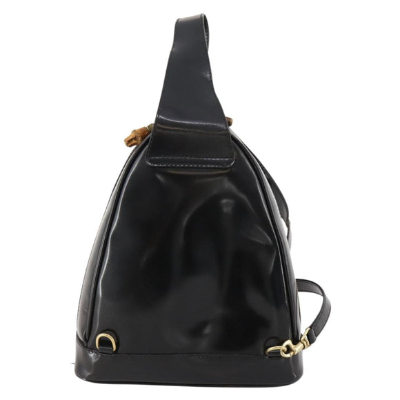 GUCCI Bamboo Body Bag Patent leather Black Gold Auth bs33591