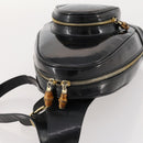 GUCCI Bamboo Body Bag Patent leather Black Gold Auth bs33591-6