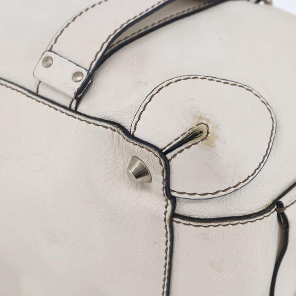 Chloe Hand Bag Leather White Silver Auth bs33592