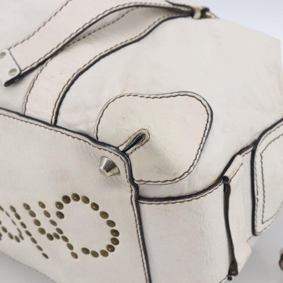Chloe Hand Bag Leather White Silver Auth bs33592