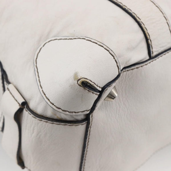 Chloe Hand Bag Leather White Silver Auth bs33592