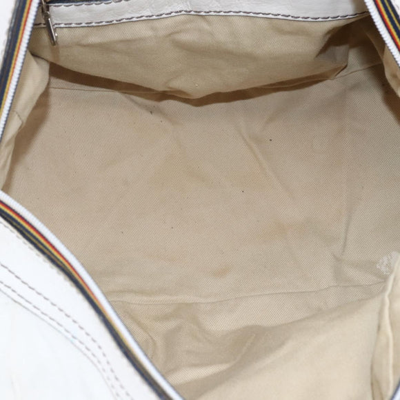 Chloe Hand Bag Leather White Silver Auth bs33592