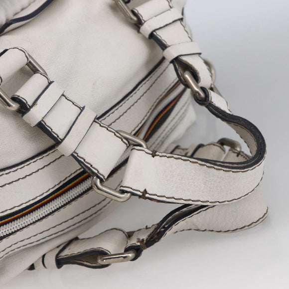 Chloe Hand Bag Leather White Silver Auth bs33592