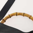 GUCCI Bamboo Hand Bag Leather 2way Black Gold 001 1705 1638 Auth bs33593-10