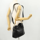 GUCCI Bamboo Hand Bag Leather 2way Black Gold 001 1705 1638 Auth bs33593-23