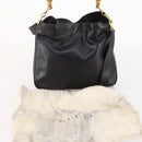 GUCCI Bamboo Hand Bag Leather 2way Black Gold 001 1705 1638 Auth bs33593-24
