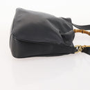 GUCCI Bamboo Hand Bag Leather 2way Black Gold 001 1705 1638 Auth bs33593-4