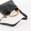GUCCI Bamboo Hand Bag Leather 2way Black Gold 001 1705 1638 Auth bs33593-7