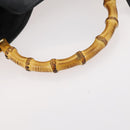 GUCCI Bamboo Hand Bag Leather 2way Black Gold 001 1705 1638 Auth bs33593-9