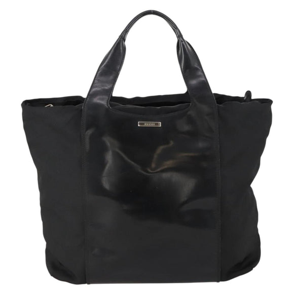 GUCCI Boston Bag Nylon Black Silver 019 2855 0530 508 Auth bs33595