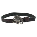 GUCCI Belt Leather 42.5"" Brown Silver 256262 Auth bs33597-1