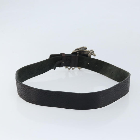 GUCCI Belt Leather 42.5"" Brown Silver 256262 Auth bs33597