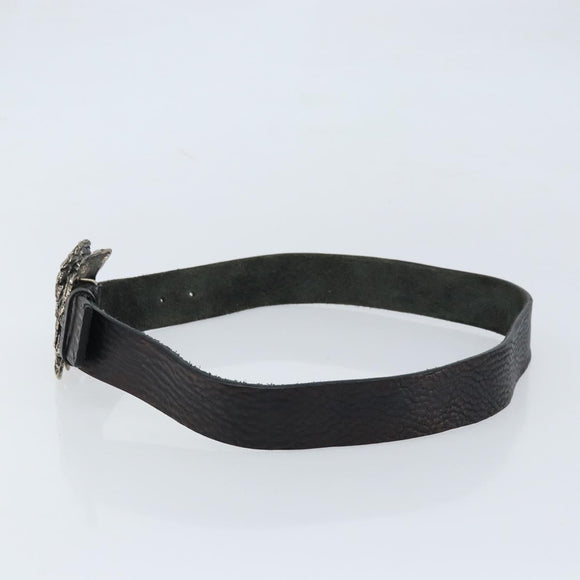 GUCCI Belt Leather 42.5"" Brown Silver 256262 Auth bs33597