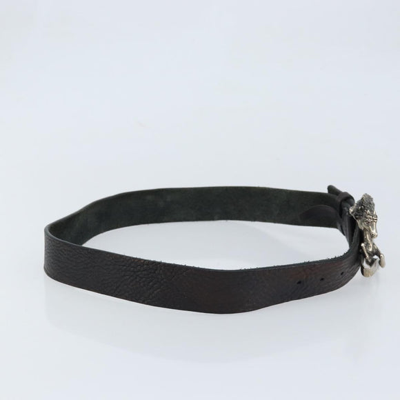 GUCCI Belt Leather 42.5"" Brown Silver 256262 Auth bs33597