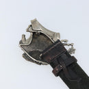 GUCCI Belt Leather 42.5"" Brown Silver 256262 Auth bs33597-6