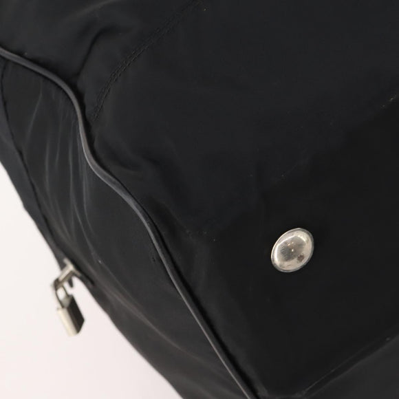 PRADA Boston Bag Nylon Black Silver Auth bs33603