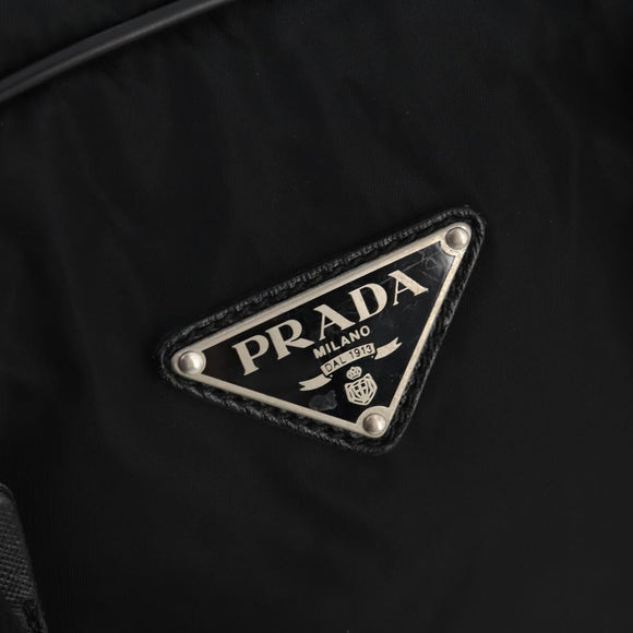 PRADA Boston Bag Nylon Black Silver Auth bs33603