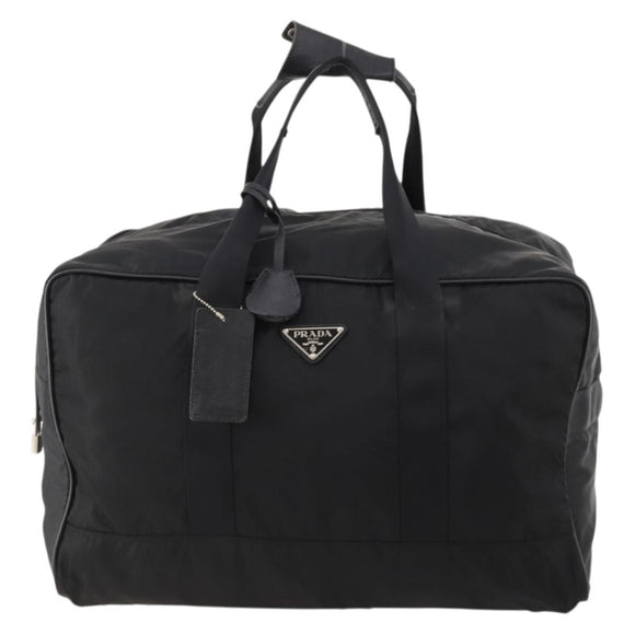 PRADA Boston Bag Nylon Black Silver Auth bs33603