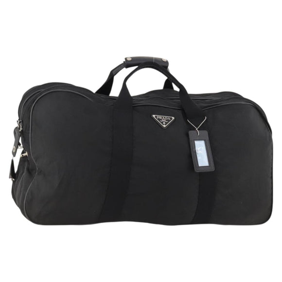 PRADA Boston Bag Nylon Black Silver Auth bs33605