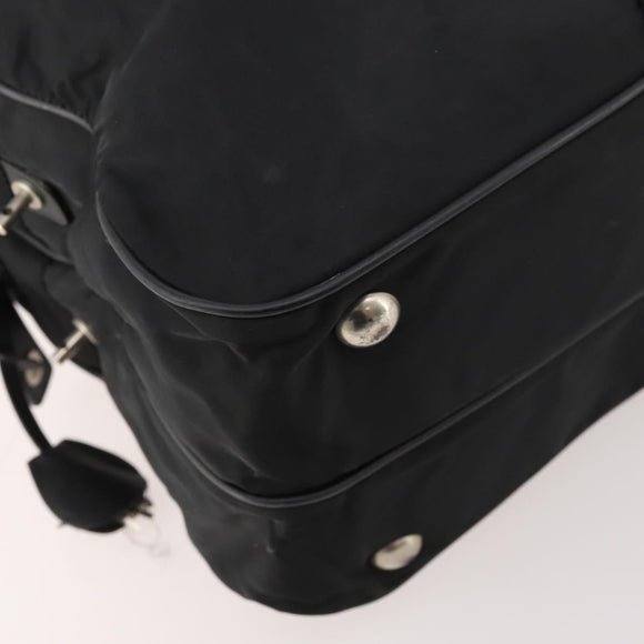 PRADA Boston Bag Nylon Black Silver Auth bs33605