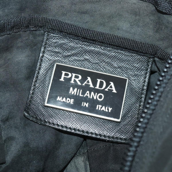 PRADA Boston Bag Nylon Black Silver Auth bs33605