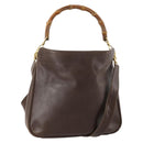GUCCI Bamboo Hand Bag Leather 2way Brown Gold 001 3444 1638 Auth bs33606-1
