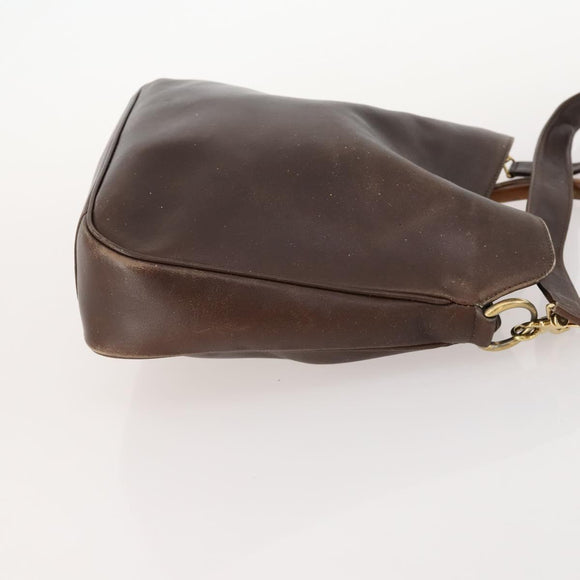 GUCCI Bamboo Hand Bag Leather 2way Brown Gold 001 3444 1638 Auth bs33606
