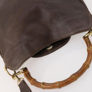 GUCCI Bamboo Hand Bag Leather 2way Brown Gold 001 3444 1638 Auth bs33606-6